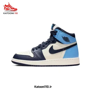 کتونی نایک جردن ۱ آبی و سرمه‌ای (Obsidian)